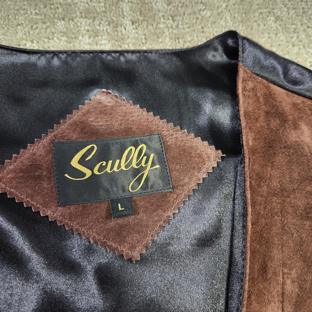 Scully Suede Leather Vest Men Large Brown Waistcoat Snap Button Western Cowboy - Picture 5 of 10